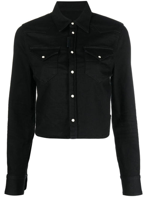 cropped denim shirt